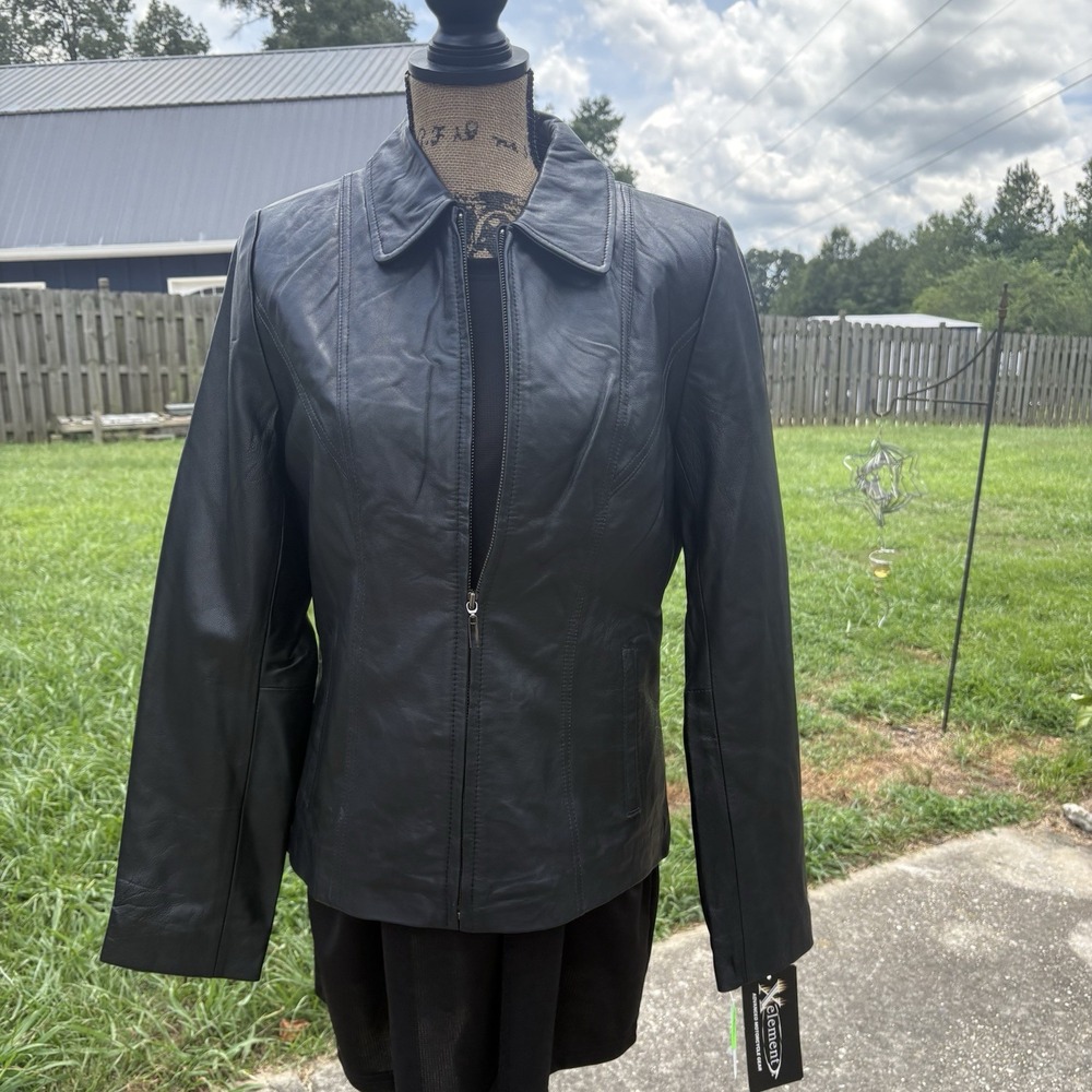 Sonoma Women's M Xelement Lambskin Leather Motorcycle Biker Jacket Zip Closure